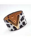 D & D Fashion Leopard Charm skórzane bransoletki dla kobiet proste wszystkie mecze OL V słowo szeroka bransoletka mankietowa Fem