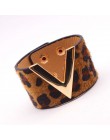 D & D Fashion Leopard Charm skórzane bransoletki dla kobiet proste wszystkie mecze OL V słowo szeroka bransoletka mankietowa Fem