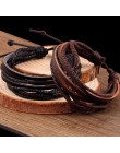 KYSZDL Hot sprzedam 100% ręcznie tkane biżuteria Wrap wielowarstwowe skórzane pleciona lina nadgarstek mężczyzn bransoletki i ba