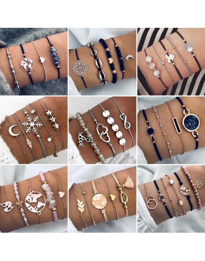 2019 artystyczne bransoletki i zestaw bransoletek Vintage Bead Boho Charm bransoletka dla kobiet biżuteria akcesoria Pulseras Mu