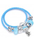 Sonykifa biżuteria Mickey Minnie skóra Pandoro bransoletka dla kobiet uroku bransoletki ręcznie robiona biżuteria Pulseras Drops