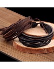 KYSZDL Hot sprzedam 100% ręcznie tkane biżuteria Wrap wielowarstwowe skórzane pleciona lina nadgarstek mężczyzn bransoletki i ba