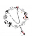 Boosbiy Mickey Minnie Charms bransoletka z koraliki ze szkła murano z Mickey wisiorek markowe bransoletki bransoletki dzień matk