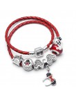 Sonykifa biżuteria Mickey Minnie skóra Pandoro bransoletka dla kobiet uroku bransoletki ręcznie robiona biżuteria Pulseras Drops