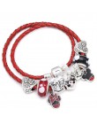 Sonykifa biżuteria Mickey Minnie skóra Pandoro bransoletka dla kobiet uroku bransoletki ręcznie robiona biżuteria Pulseras Drops