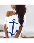 Fanbety kobiety sexy off shoulder zestawy dwuczęściowe sukienka kotwica łodzi koszule z nadrukiem sukienka w paski zestawy Lady 