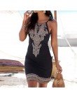 Sukienka damska letnia sukienka Halter Neck Boho drukuj bez rękawów Casual Mini kostiumy kąpielowe Sundress Plus rozmiar Jupe da