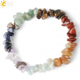 CSJA Reiki Natural Stone 7 bransoletki Chakra rozdrobnione żwirowe koraliki bransoletka uzdrawiająca bransoletka dla kobiet dzie