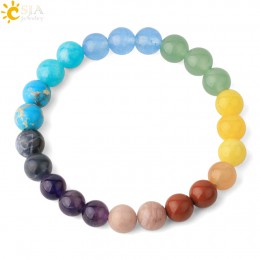 CSJA Healing 7 bransoletka czakr dla kobiet bransoletki z kamienia naturalnego Femme 2019 kryształ reiki 8mm kule Amulet bransol