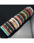 Ładna bransoletka z paciorkami Chakra mężczyzn 8mm z kamienia naturalnego lawa tygrysie oko matowy czarny onyks Healing koraliki