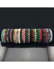 Ładna bransoletka z paciorkami Chakra mężczyzn 8mm z kamienia naturalnego lawa tygrysie oko matowy czarny onyks Healing koraliki
