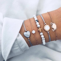 32 style Boho bransoletka słoń serce powłoki gwiazda księżyc łuk mapa bransoletka z kryształkami kobiety urok wesele biżuteria a