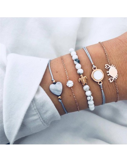 32 style Boho bransoletka słoń serce powłoki gwiazda księżyc łuk mapa bransoletka z kryształkami kobiety urok wesele biżuteria a