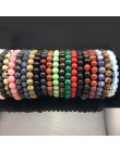 Ładna bransoletka z paciorkami Chakra mężczyzn 8mm z kamienia naturalnego lawa tygrysie oko matowy czarny onyks Healing koraliki