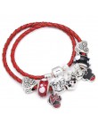 Sonykifa biżuteria Mickey Minnie skóra Pandoro bransoletka dla kobiet uroku bransoletki ręcznie robiona biżuteria Pulseras Drops