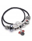 Sonykifa biżuteria Mickey Minnie skóra Pandoro bransoletka dla kobiet uroku bransoletki ręcznie robiona biżuteria Pulseras Drops