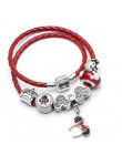 Sonykifa biżuteria Mickey Minnie skóra Pandoro bransoletka dla kobiet uroku bransoletki ręcznie robiona biżuteria Pulseras Drops