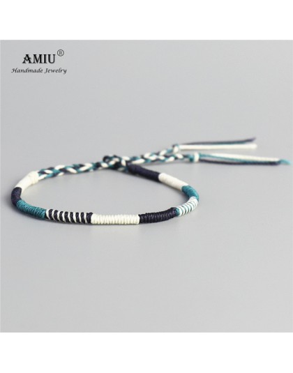 AMIU Handmade wodoodporna tkanina nici woskowe Wrap bransoletka prosta lina bransoletka z węzłem bransoletka przyjaźni dla mężcz