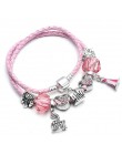 Sonykifa biżuteria Mickey Minnie skóra Pandoro bransoletka dla kobiet uroku bransoletki ręcznie robiona biżuteria Pulseras Drops