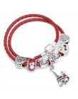 Sonykifa biżuteria Mickey Minnie skóra Pandoro bransoletka dla kobiet uroku bransoletki ręcznie robiona biżuteria Pulseras Drops