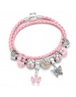 Sonykifa biżuteria Mickey Minnie skóra Pandoro bransoletka dla kobiet uroku bransoletki ręcznie robiona biżuteria Pulseras Drops