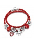 Sonykifa biżuteria Mickey Minnie skóra Pandoro bransoletka dla kobiet uroku bransoletki ręcznie robiona biżuteria Pulseras Drops
