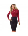 Ładny-zawsze Vintage kontrast kolorowy Patchwork nosić do pracy węzeł vestidos Bodycon biuro biznes obcisła damska sukienka B430