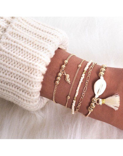 Biżuteria boho bransoletki i Bangles dla kobiet czeski Vintage bransoletki z koralików zestaw dla kobiet moda wielowarstwowe akc