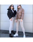 FORERUN Fashion Bubble Coat solidny standardowy kołnierz ponadgabarytowy krótka kurtka zimowa jesień kobiet rozdymka kurtka Park