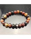 Ładna bransoletka z paciorkami Chakra mężczyzn 8mm z kamienia naturalnego lawa tygrysie oko matowy czarny onyks Healing koraliki