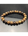 Ładna bransoletka z paciorkami Chakra mężczyzn 8mm z kamienia naturalnego lawa tygrysie oko matowy czarny onyks Healing koraliki