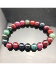 Ładna bransoletka z paciorkami Chakra mężczyzn 8mm z kamienia naturalnego lawa tygrysie oko matowy czarny onyks Healing koraliki