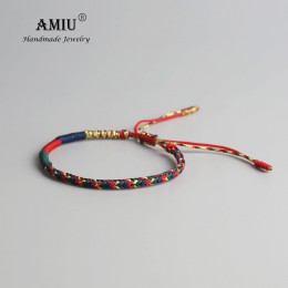 AMIU tybetański buddyjski talizman tybetański bransoletki i Bangles dla kobiet mężczyzn ręcznie węzłów zielona lina prezent Amul