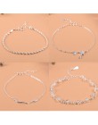 925 srebro gwiazda kwiatowa Charm bransoletka dla kobiet dziewczyn luksusowa marka serce śliczne Anklet biżuteria Pulseras Mujer