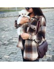 Vintage women 2019 z długim rękawem płaszcze wełniane moda damska gruby płaszcz w kratę kobieta streetwear eleganckie dziewczyny