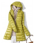 7XL Winter Woman wyściełana długa kurtka z kapturem biała kaczuszka żeński płaszcz Ultra lekkie cienkie solidne kurtki płaszcz p