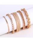 Trendy Plated 24K złota Multi shape Punk bransoletka Curb kubański łańcuch złoty kolor bransoletki dla kobiet mężczyzn biżuteria