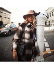 Vintage women 2019 z długim rękawem płaszcze wełniane moda damska gruby płaszcz w kratę kobieta streetwear eleganckie dziewczyny