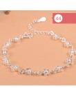 925 srebro gwiazda kwiatowa Charm bransoletka dla kobiet dziewczyn luksusowa marka serce śliczne Anklet biżuteria Pulseras Mujer