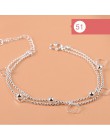 925 srebro gwiazda kwiatowa Charm bransoletka dla kobiet dziewczyn luksusowa marka serce śliczne Anklet biżuteria Pulseras Mujer