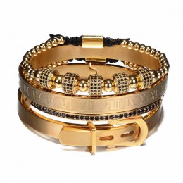 4 sztuk/zestaw Hot Men bransoleta z tytanu stalowa cyfra rzymska podkowa klamra bransoletki Pulseira Bileklik luksusowe ręcznie 