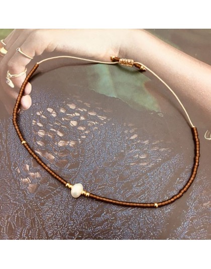 Cienka bransoletka perłowa MIYUKI Charm Handmade Beade szklany kamień kryształ moc bransoletki dla kobiet Boho regulowana lina L