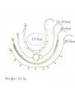LETAPI 4 sztuk/zestaw Vintage geometryczna strzałka metalowy łańcuch złoty kolor bransoletki dla kobiety czeski plaża bransoletk