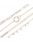 LETAPI 4 sztuk/zestaw Vintage geometryczna strzałka metalowy łańcuch złoty kolor bransoletki dla kobiety czeski plaża bransoletk