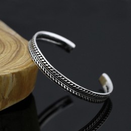 XIYANIKE gorąca sprzedaży 925 srebro kolor srebrny dekoracja w stylu vintage liście wzór otwarta bransoletka Bangle dla kobiet m