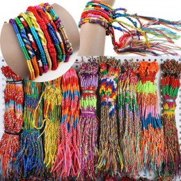 50 sztuk bransoletki dziewczyny bransoletki biżuteria prezent DIY Charm liny bransoletka Rainbow wiele plecionki nici przyjaźń p