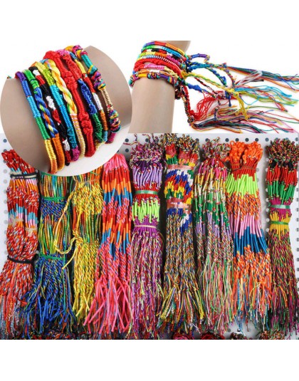 50 sztuk bransoletki dziewczyny bransoletki biżuteria prezent DIY Charm liny bransoletka Rainbow wiele plecionki nici przyjaźń p