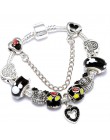 Srebrny Mickey Minnie Charm bransoletki z ładnym Marano koraliki Fit oryginalny grzywny bransoletka dla dzieci specjalny prezent