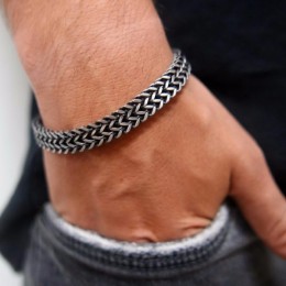 Vnox Vintage fajny podwójny łańcuszek bransoletki dla mężczyzn ze stali nierdzewnej Punk Cubic Chain męski Pulseira