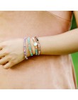 Najwyższej jakości bransoletki damskie naturalny opal kamień Rhinestone 3 rzędy skórzana bransoletka Wrap fantazyjne Femme brans
